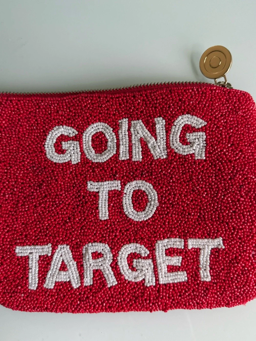 Kate Spade New York x Target red white beaded zippered pouch